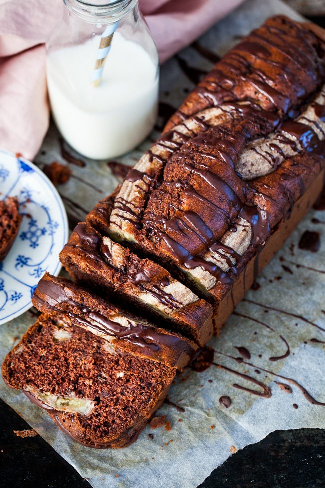 saftig banankaka med choklad
