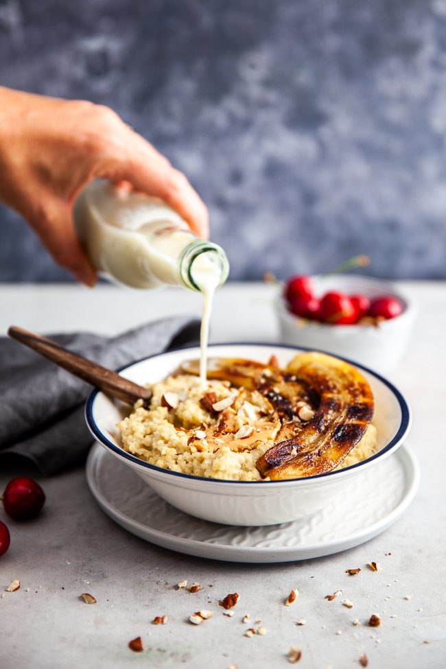 grot, frukost, banan, nyttig