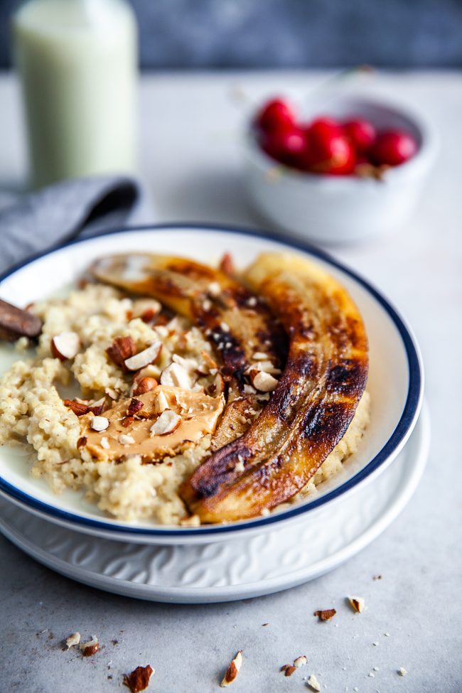 grot, frukost, banan, nyttig