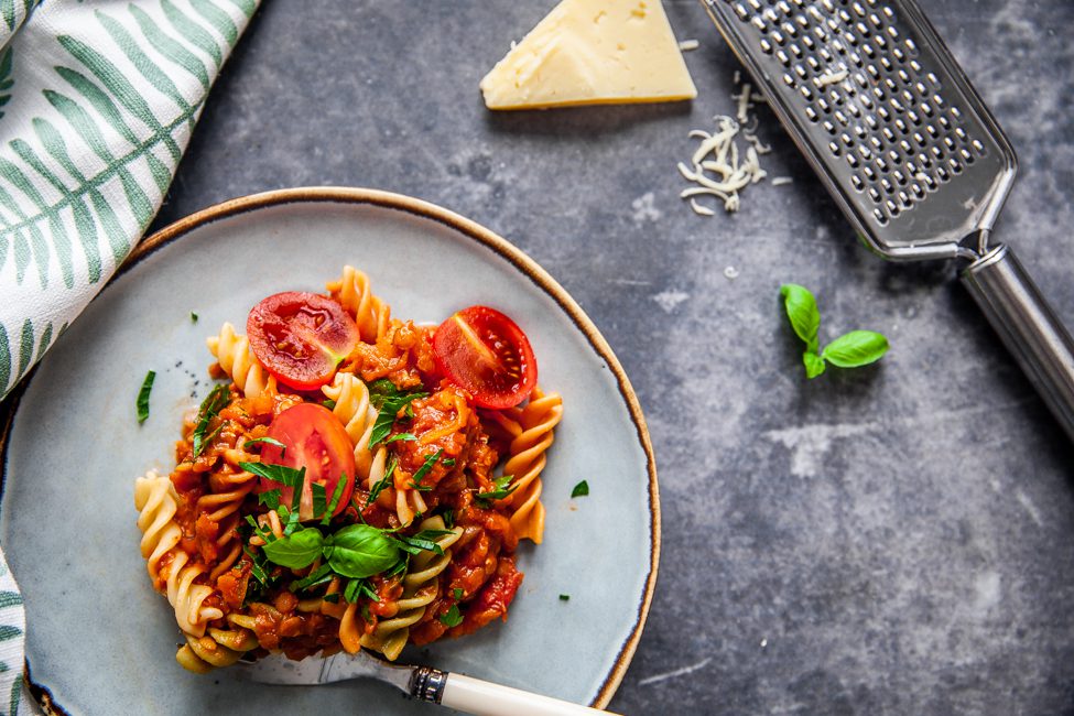 vegetarisk, vegansk, linsbolognese