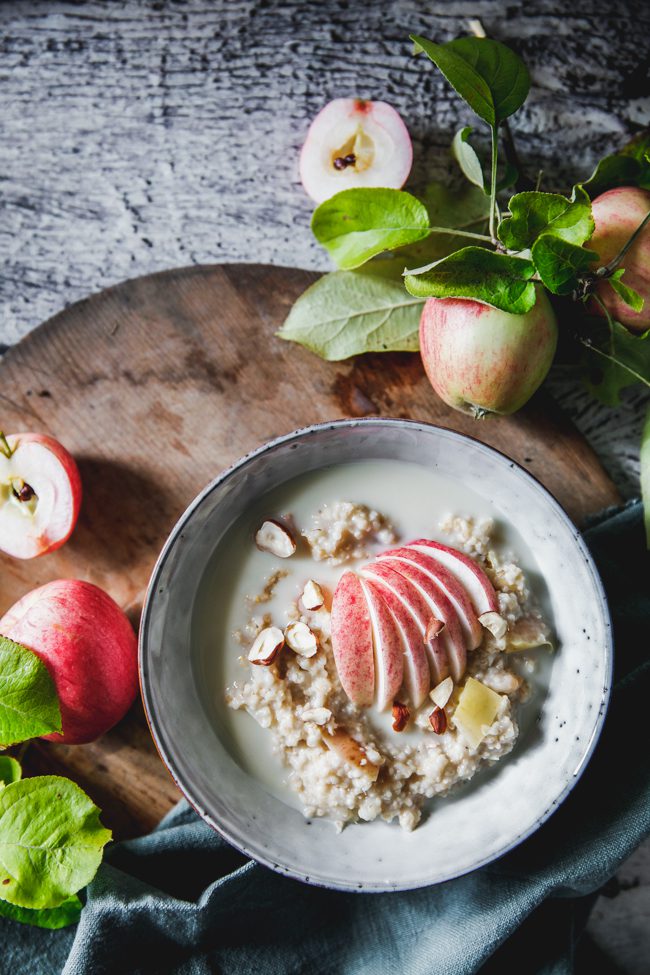 steel cut oats, grot. äpple
