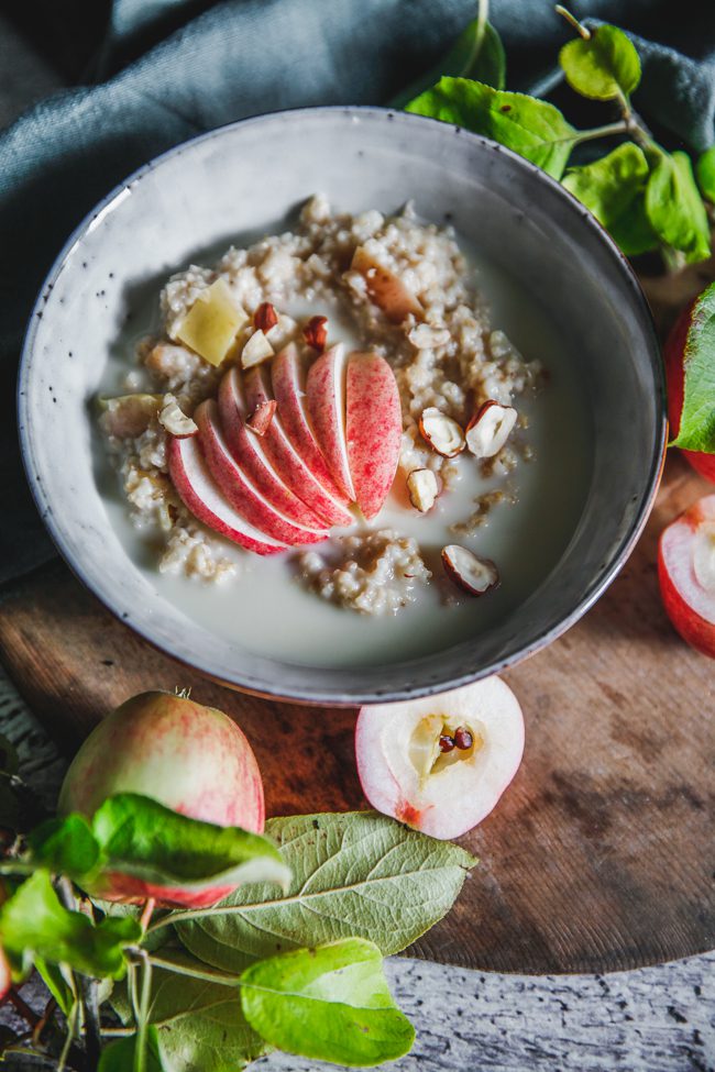 steel cut oats, grot. äpple