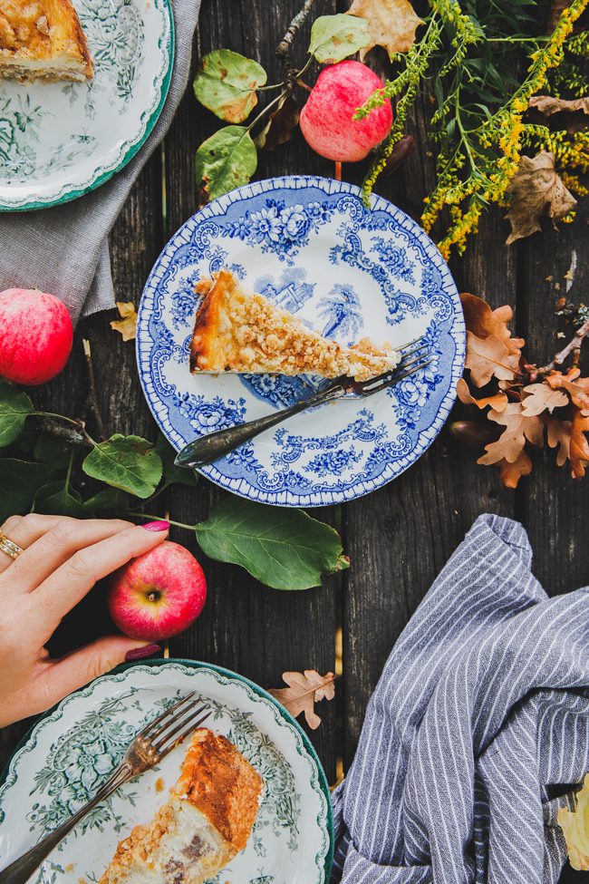 äppelcheesecake med topping, cheesecake i ugn