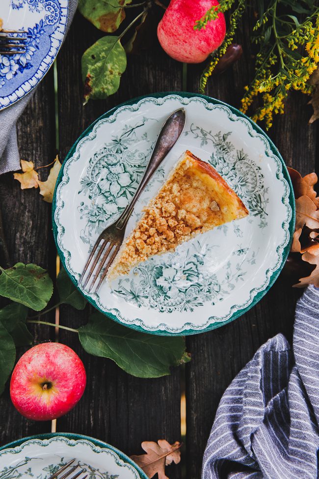 äppelcheesecake med topping, cheesecake i ugn