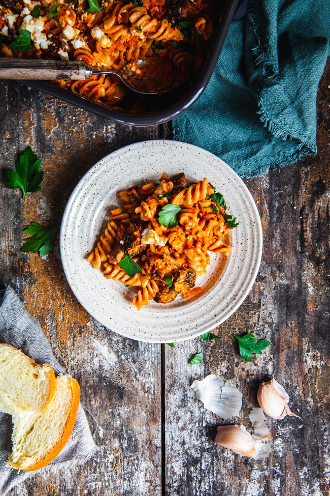 pasta med ajvar och fetaost
