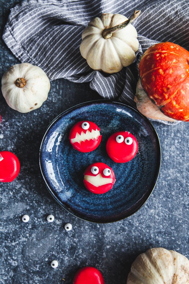 halloweenpyssel babybel ost monster diy