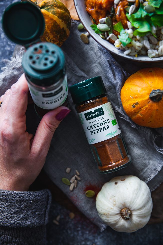 Sötpotatis och pumpagryta med saffransaioli