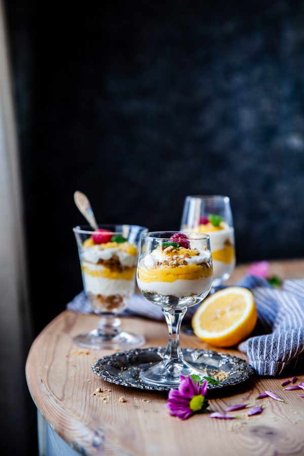 cheesecake i glas, lemon curd, efterrätt