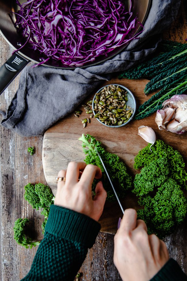 fiskars, kål, sallad, middag, tillbehör