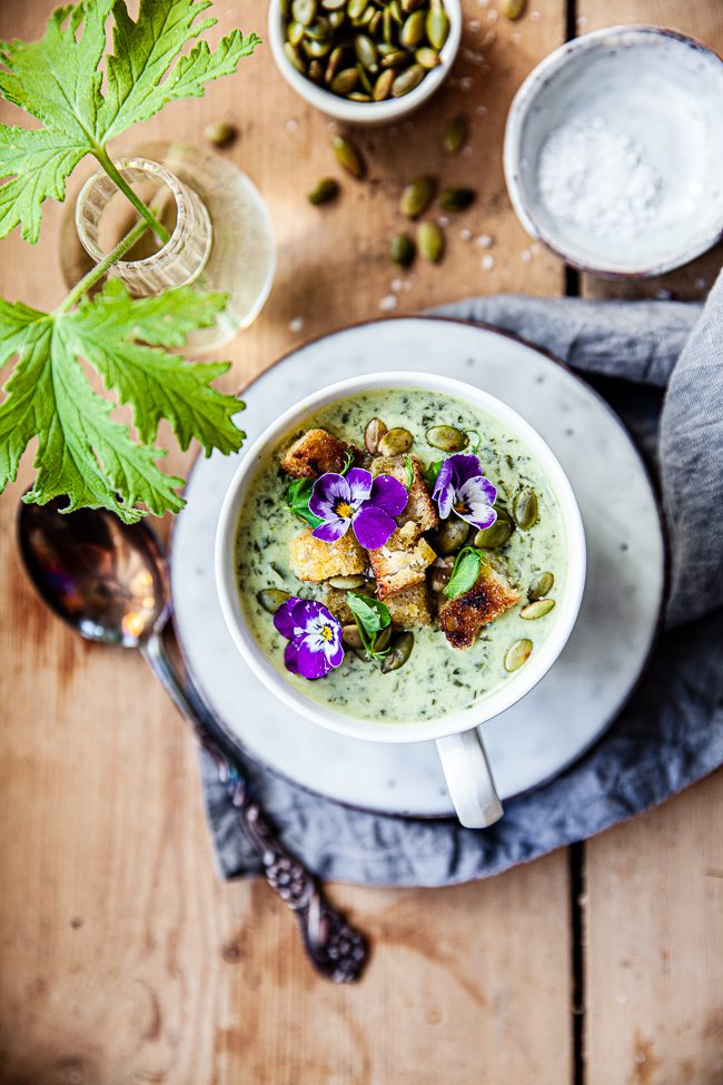 spenatsoppa, soppa, snøfrisk, färskost