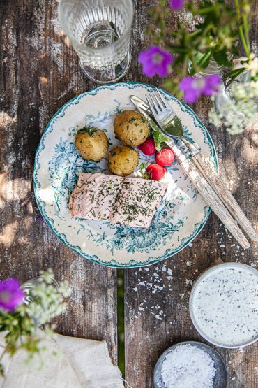 midsommarmat, lax, fisk
