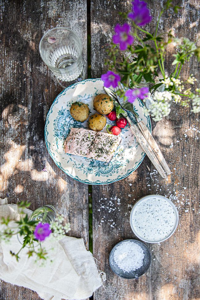 midsommarmat, lax, fisk