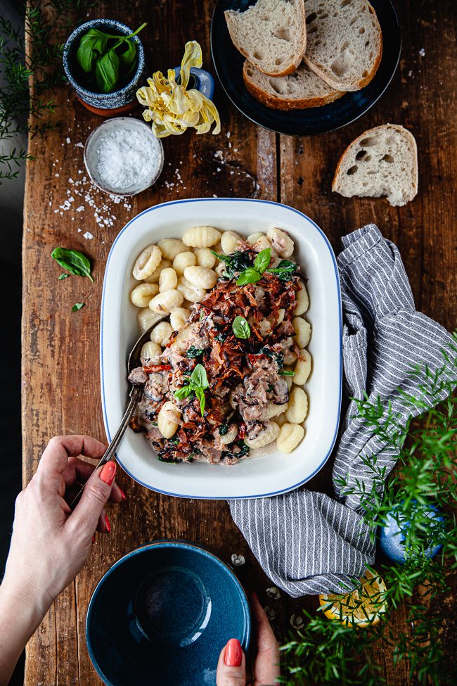 kycklingbacon, gnocchi, middag, lönneberga kycklingbacon