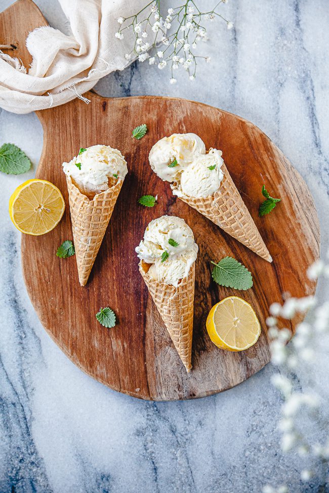 lemon curd, glass, påskdessert, fika, glass utan glassmaskin