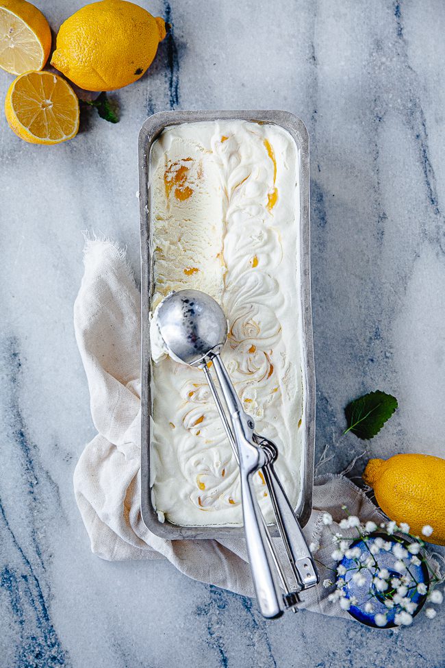 lemon curd, glass, påskdessert, fika, glass utan glassmaskin