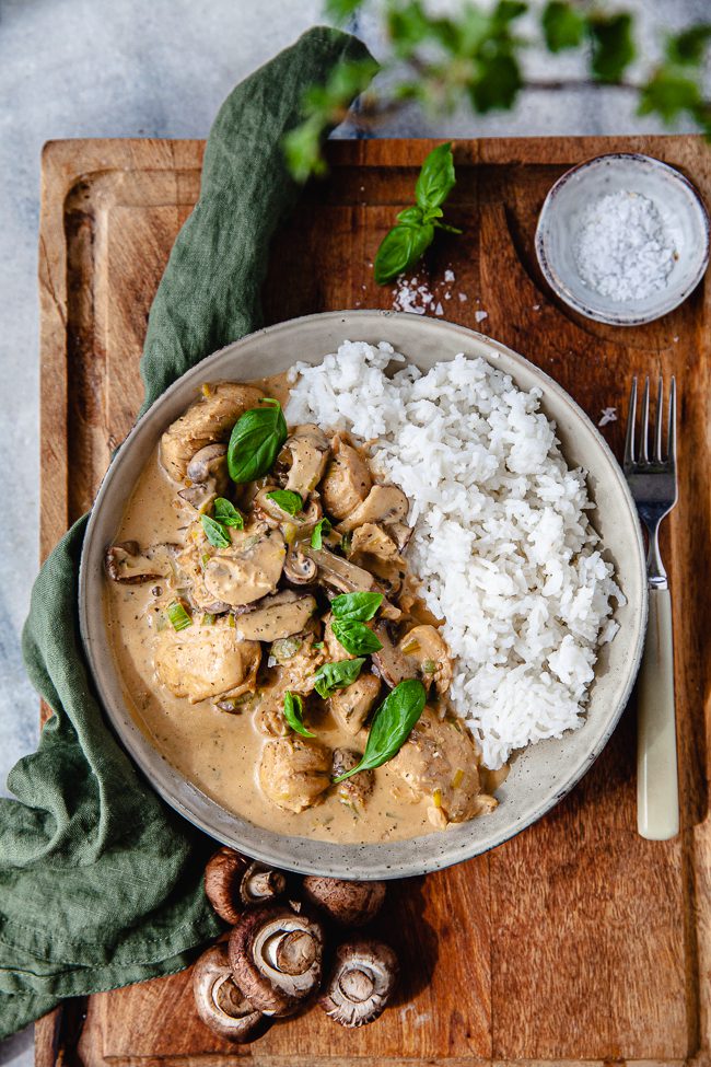 kyckling, gryta, svamp, färskost, snabbmat, middag på 30 minuter