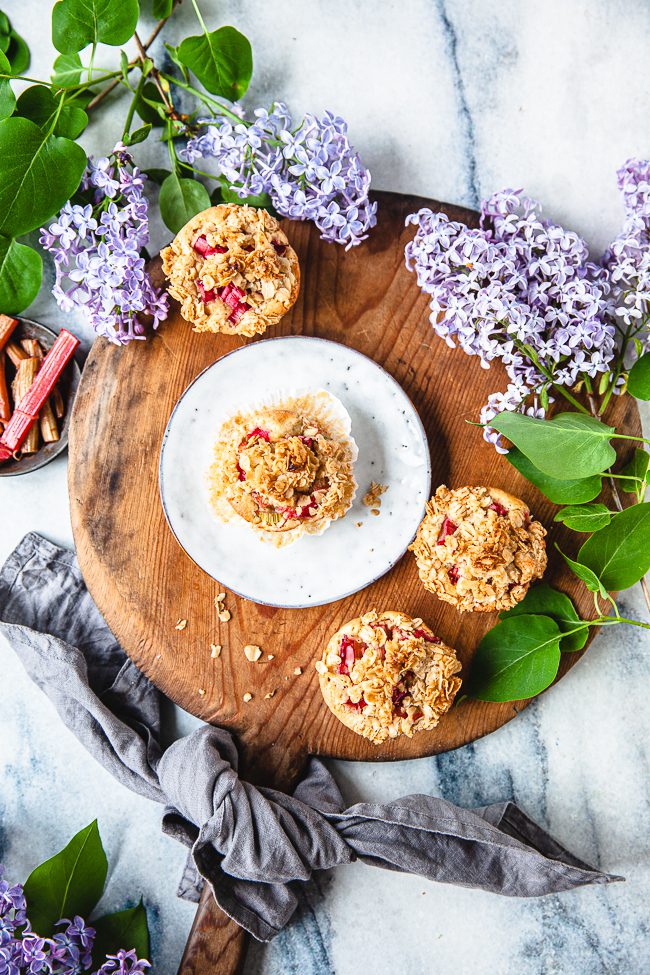 rabarmuffins, muffins, rabarber, havregryn