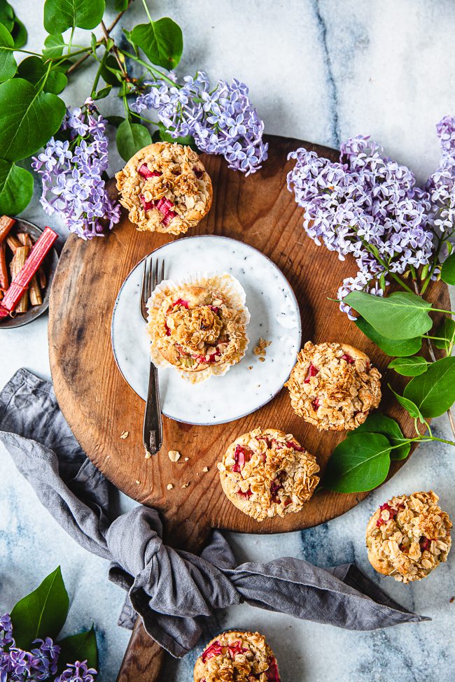 rabarmuffins, muffins, rabarber, havregryn