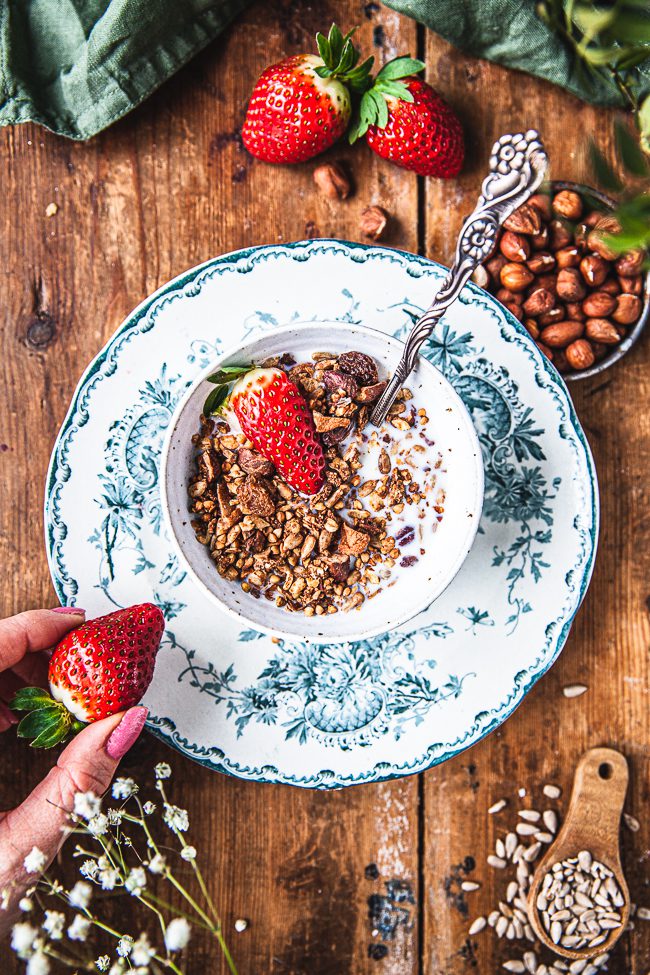 granola, müsli, frukost, mellis