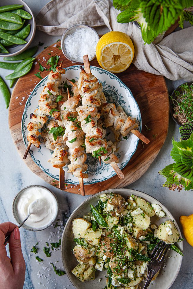 kycklingspett, buffé, middag, recept