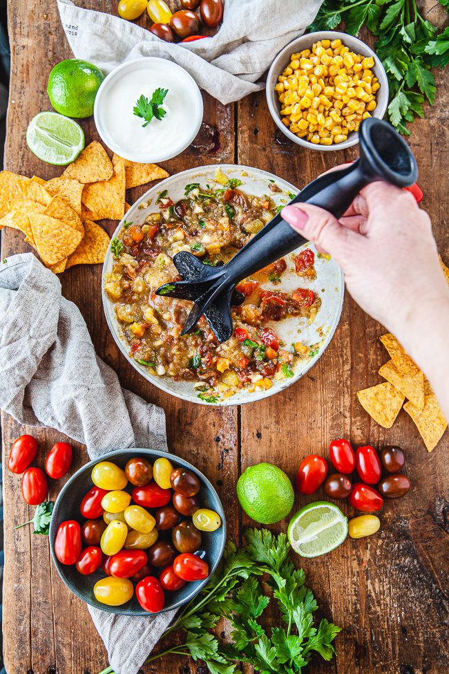 nachos, tomatsalsa, stekt majs, hack it