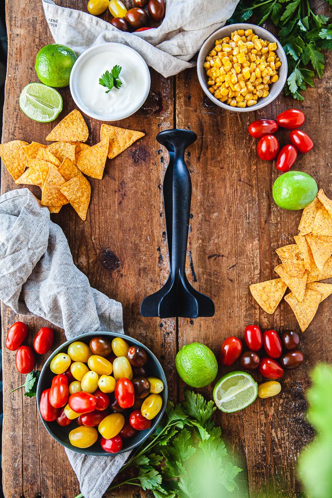 nachos, tomatsalsa, stekt majs, hack it