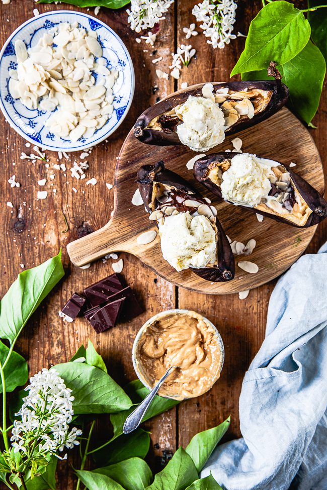 bananer i ugn, bananer på grillen, grillade bananer, bananer med choklad