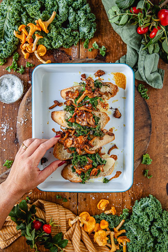 kantarellsmörgås, kantarellmacka, kantareller,