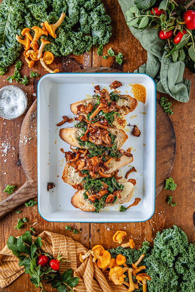 kantarellsmörgås, kantarellmacka, kantareller,