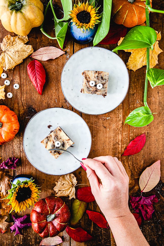 brownecheesecake, cheesecake, halloween, brownie