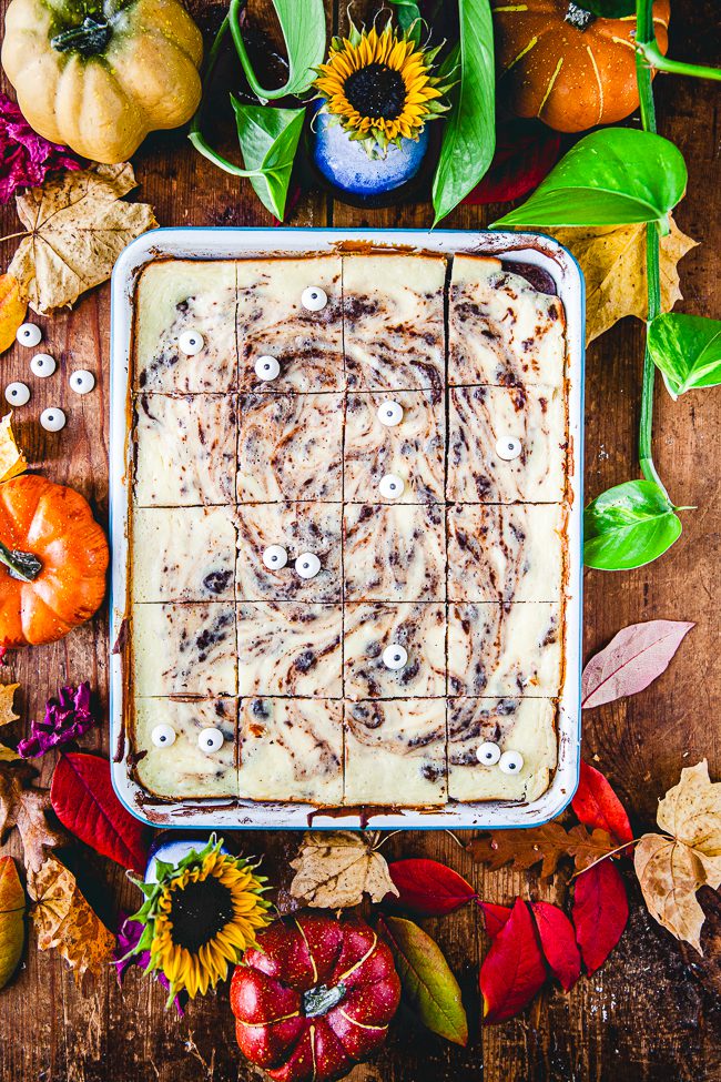 brownecheesecake, cheesecake, halloween, brownie