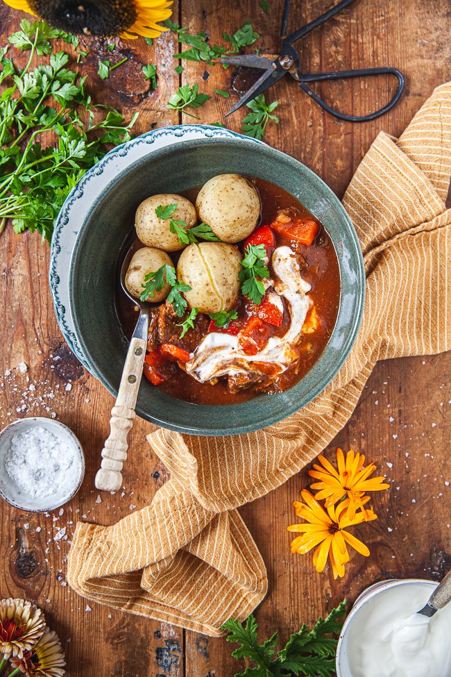 gulasch, gryta, middag, mat