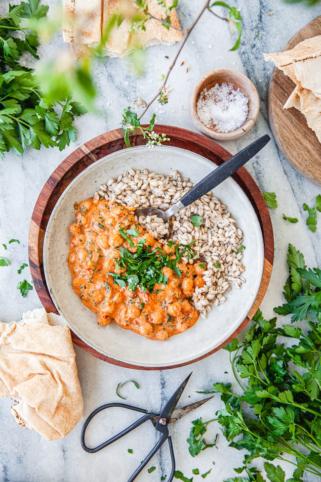 Kikärtsstroganoff, kikartsgryta, kikärtor