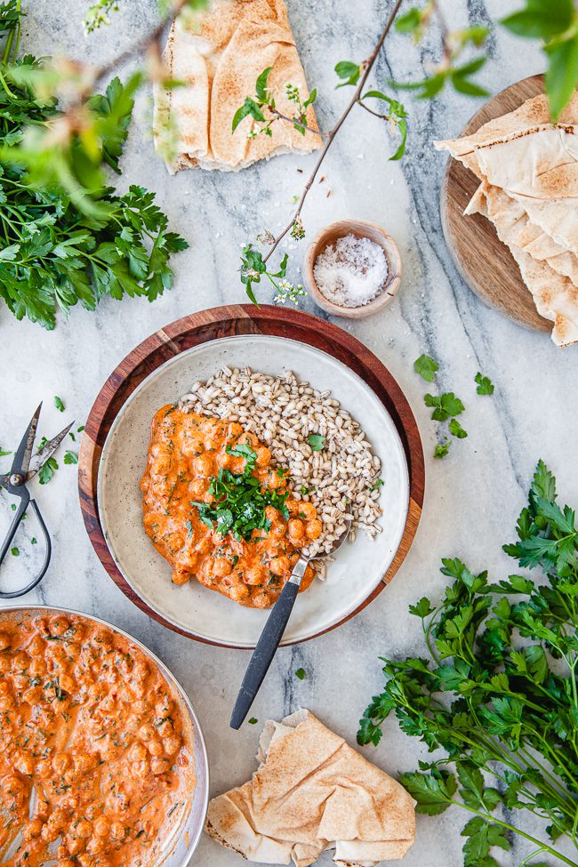 Kikärtsstroganoff, kikartsgryta, kikärtor