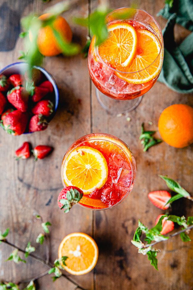 aperol, drink, drinkar, sommardrink, aperoldrink, drink med aperol, jordgubbsdrink