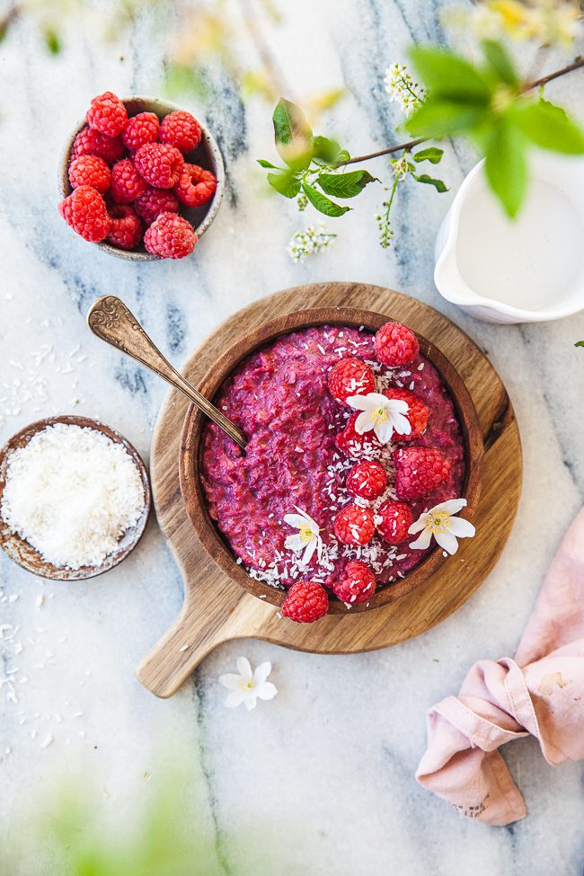 hallongröt, gröt med hallon, frukost