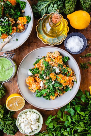 Ljummen sallad med butternut och kikärtor