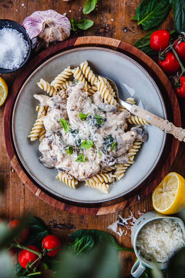 kycklingpasta med soltorkade tomater