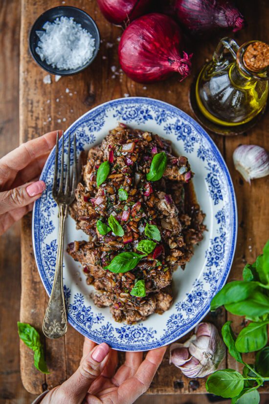 Marinad med balsamvinäger och basilika: