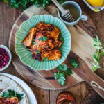 stekt halloumi med honung och chil