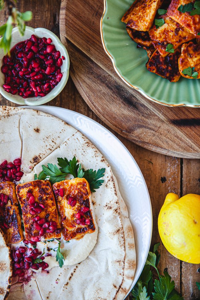 stekt halloumi med honung och chil